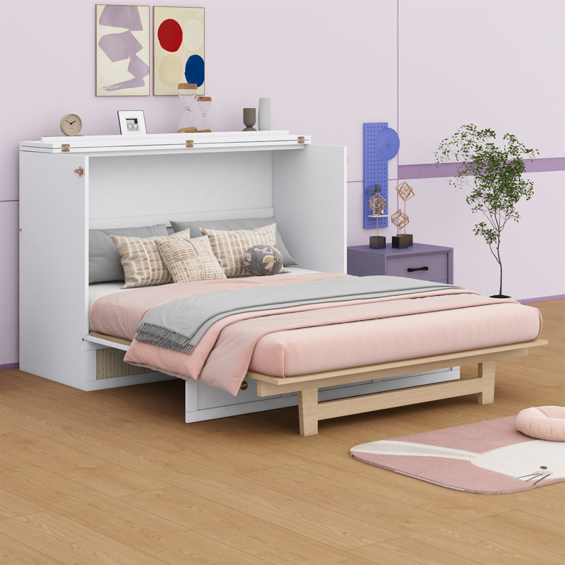 Lit avec rangement Annatina Murphy, Double , Blanc