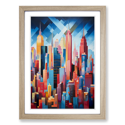 New York Orphism No.4 - Single Picture Frame Print on Wood