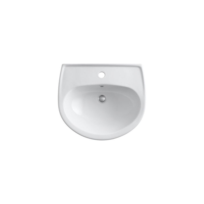 Sacramento Ceramic U-Shaped Pedestal Bathroom Sink with Overflow, White, Single, 9.25" H x 18.25" W x 21.25" L