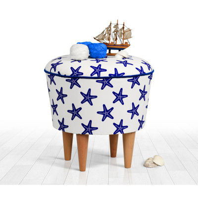 Hopson 42cm Wide Round Geometric Footstool Ottoman
