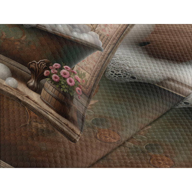 Polyester Floral Coverlet, King Coverlet / Bedspread + 2 Standard Shams