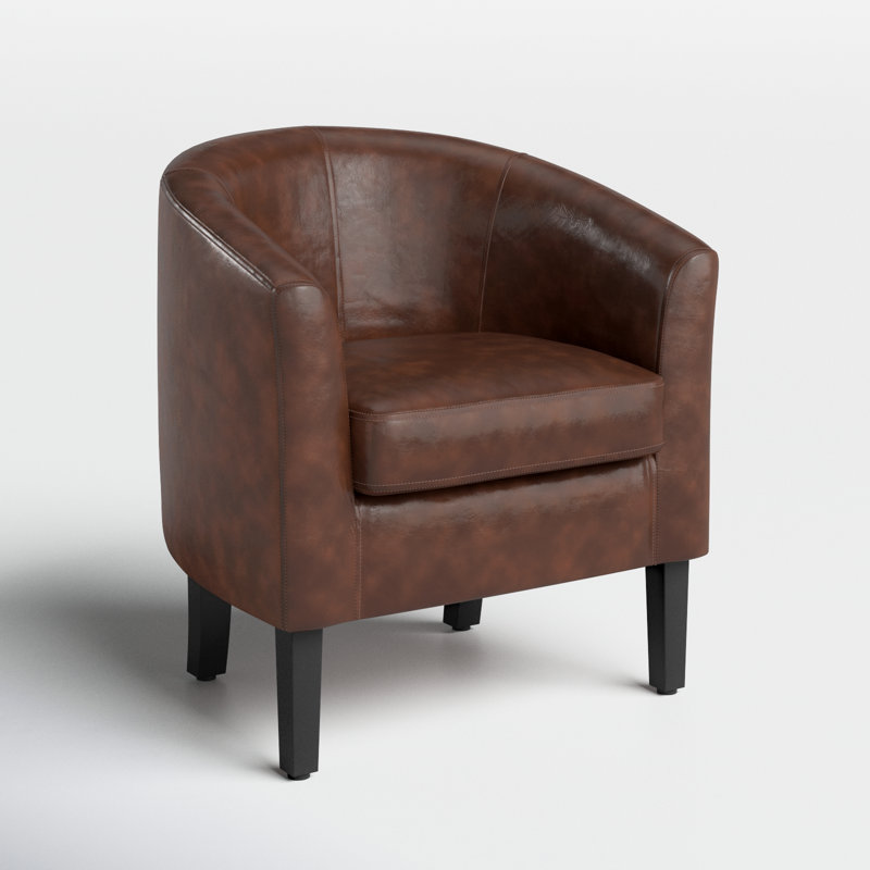 Fauteuil demi-tonneau de 26,77 po Munson, Similicuir caramel