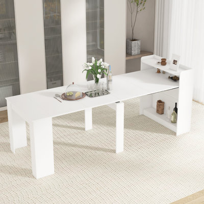 98.43" W Extendable Modern Dinging Table With Storage