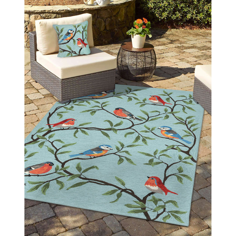 Blue Embroidered Square Indoor/Outdoor Throw Pillow Set