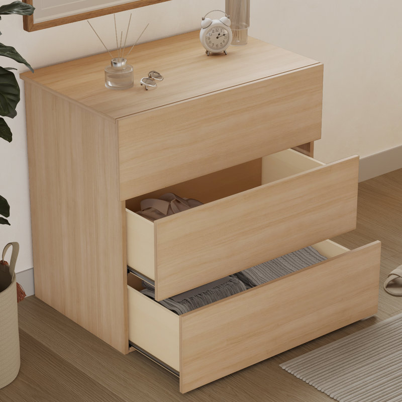 Commode moderne à 3 tiroirs, Beige