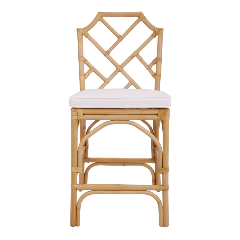 Jaime Rattan Counter Stool with Footrest , Natural
