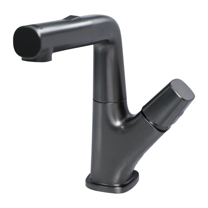 Pull Down Bathroom Faucet 1 Hole Bathroom Sink Faucet 3 Mode Stainless Steel Bathroom Faucet, Gunmetal Black