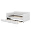 Structure de lit plateforme tapissier avec ports USB et lit gigogne, structure de lit de jour avec accoudoirs et lattes en bois-1154884174
