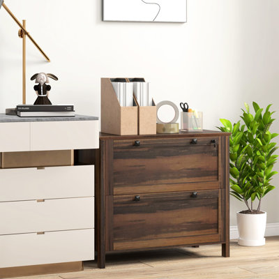 Brown File Cabinet With Lock, For Home Office. 2 Drawer Adjustable Hanging Bar Letter, A4, Legal. Stylish & Practical. 31.1" L X 15.7" W 28.3" H Office Area. Drawers, Letter/a4/legal.