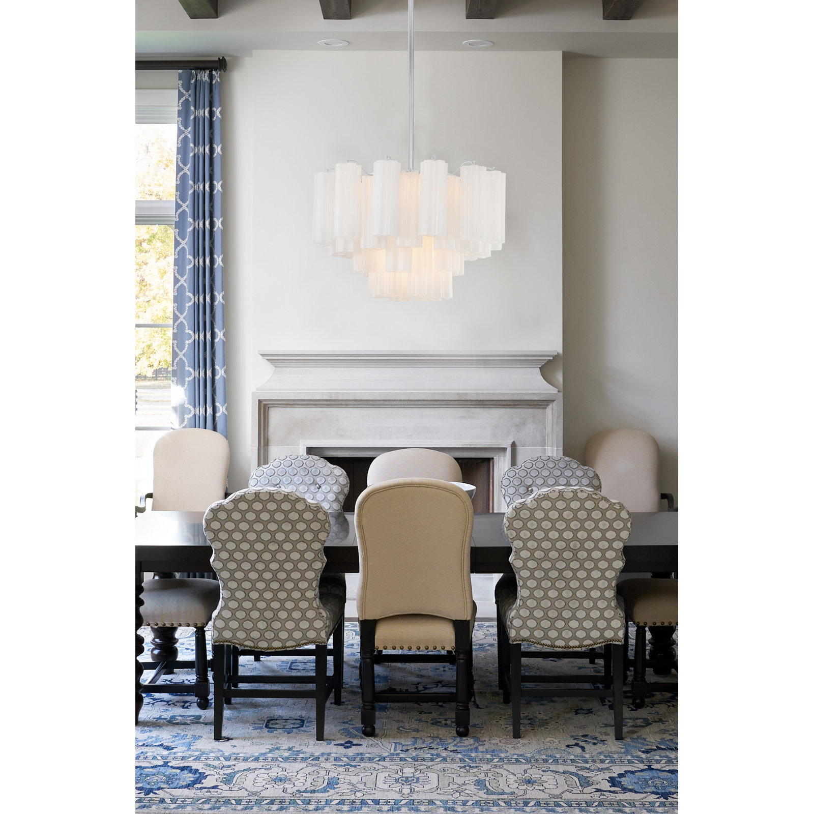 Arras Dimmable Tiered Chandelier, Milk White, Polished Chrome, 14.25" H x 22" W x 22" D