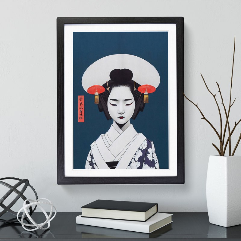 Brilliant Geisha - Single Picture Frame Print, 64cm H x 46cm W x 2cm D, Black