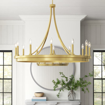 Marconi 12-Light Dimmable Wagon Wheel Chandelier 