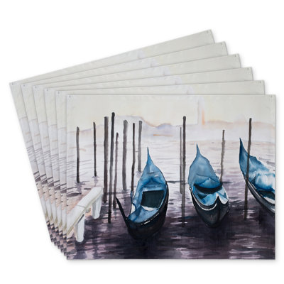The Gondola in Italy Polyester Kibbe Set of 6 Home Decor