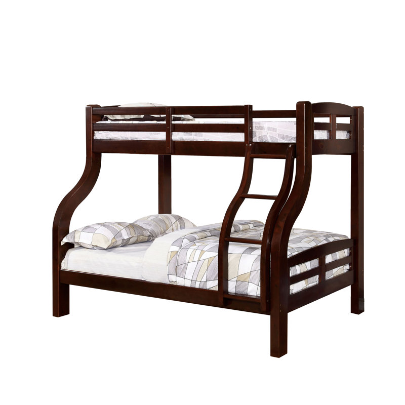 Lit superposé simple au dessus d'un lit double Kahle, Noyer foncé