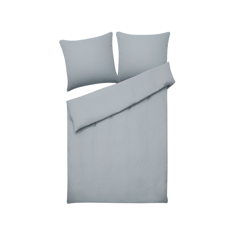 Illig Cotton 550 TC Duvet Cover Set, Grey, 200 x 200cm Duvet Cover + 2 Standard Pillowcases