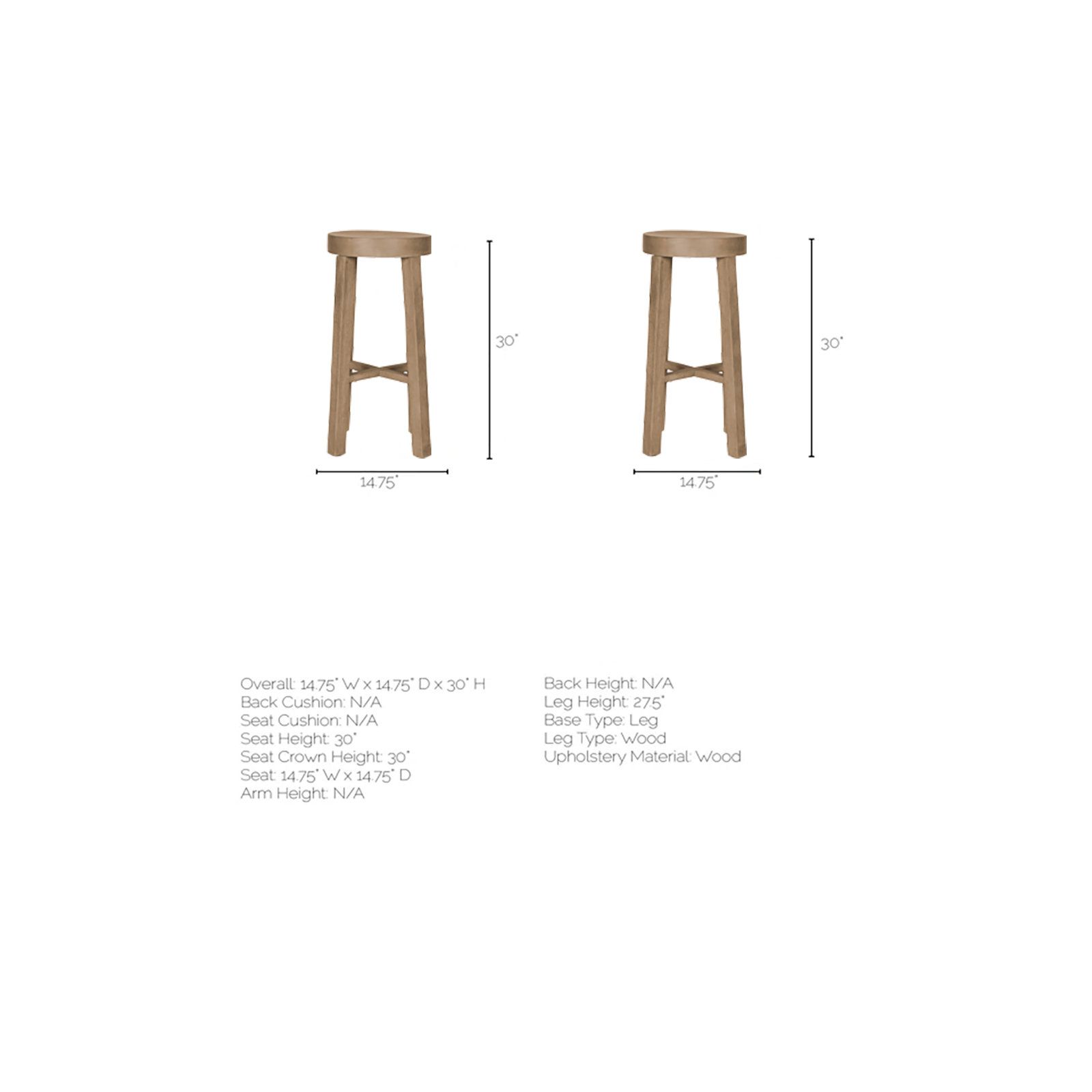 Derrek Bar & Counter Stool, Bar Stool (30” Seat Height)