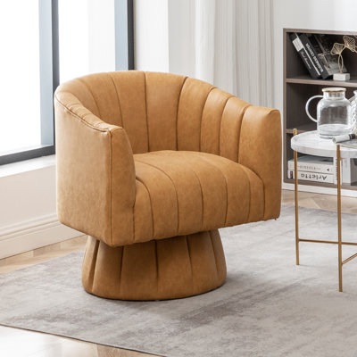 Faux Leather Upholstered Swivel Barrel Chair