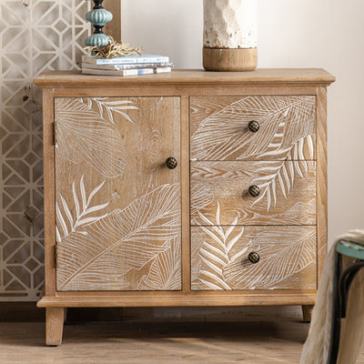 Mid-Century Modern Burlywood Solid Manufactured Wood Accent Cabinet