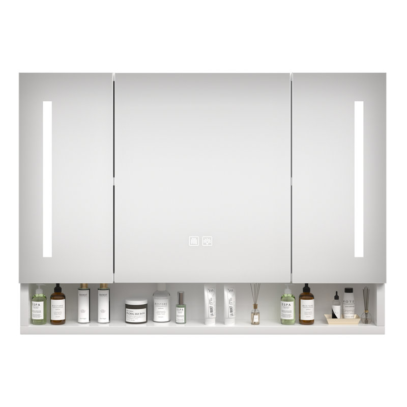 Armoire de salle de bain élégante avec lumières DEL et rangement à plusieurs niveaux, durable et fonctionnelle.