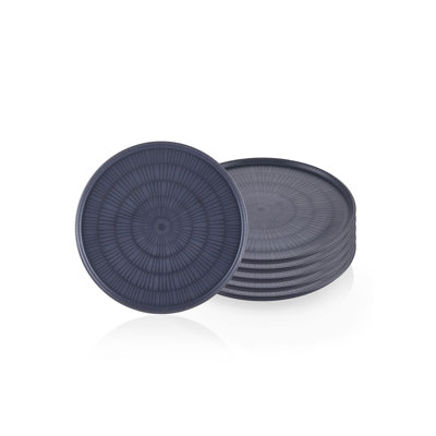 Elegant Ceramic Service Plate Set (6 Pieces), Grey, 10.2 x 10.2 x 0.4 inches | 100% Durable Ceramic, Perfect for Entertaining & Everyday Use | Stylish Design for Dining Rooms & Kitchen Tables