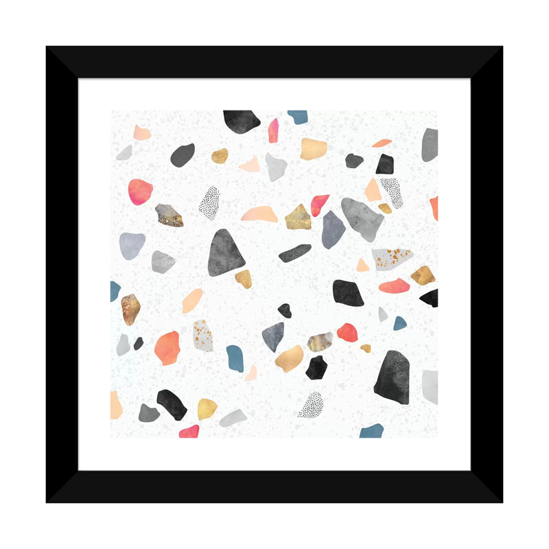 « Terrazzo Treasure » par Elisabeth Fredriksson-impression d’art graphique, H 24 po x l 24 po x P 1 po, Papier encadré noir