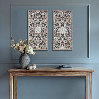 Abequa Carved Wood 2-piece Wall Art Set