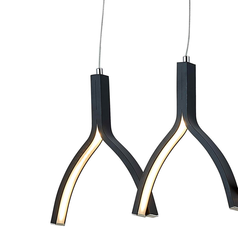 Luminaire suspendu 5 lumières DEL au fini noir