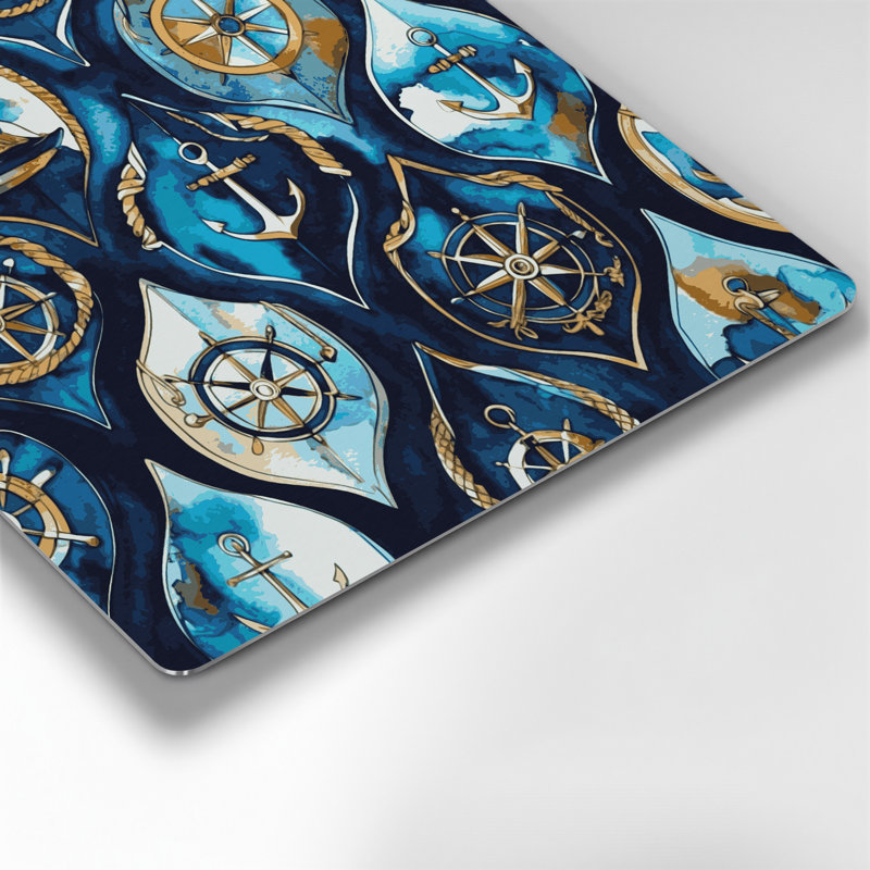Nautical Shield designs Grey Metal Wall Art, 12" H x 12" W