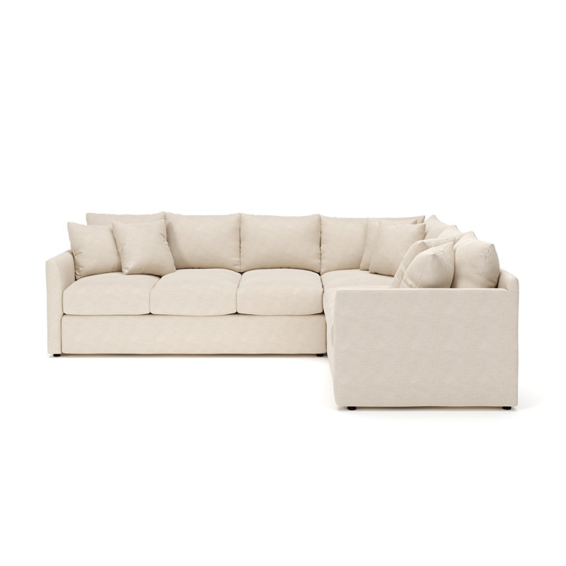 Cecelia Upholstered Sectional, Conversation Ivory Basketweave, Right Hand Facing