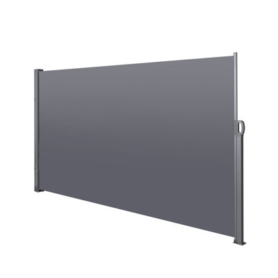 138" X 71'' Retractable Privacy Awning, Grey, Waterproof, - For Porch Lights 138"x71" Side , Waterproof &