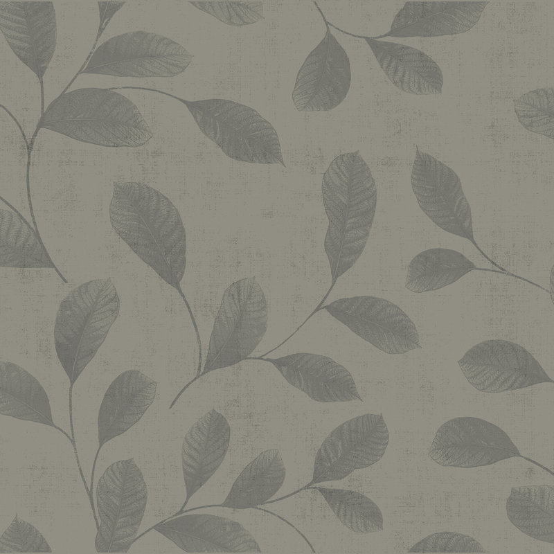 Maugansville Trailing Leaf Design 10.05m x 53cm Wallpaper Roll, Grey