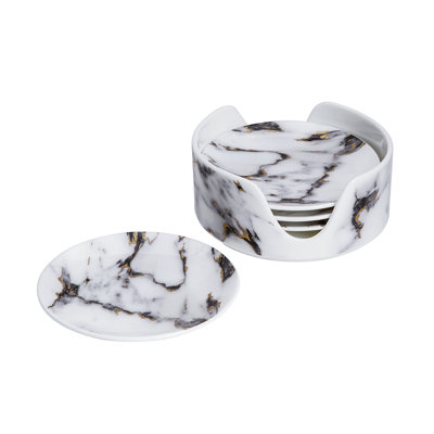 Marble Venice Fog - Coaster in Holder, Set of 4