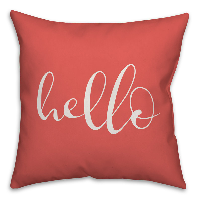 New Jersey Textual Outdoor Throw Pillow, 16" H x 16" W, Coral