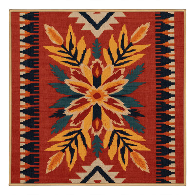 Washable Indian Paintbrush Southwestern Area Rug