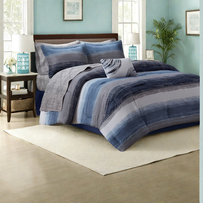 de literie pour grand lit 1 pièce, microfibre ultra-douce, motif à rayures moderne pour le confort de la maison