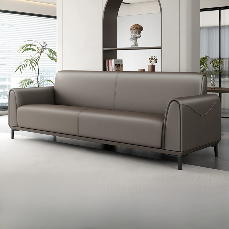 Canapé de luxe à lumière minimale, Cuir brun foncé assorti