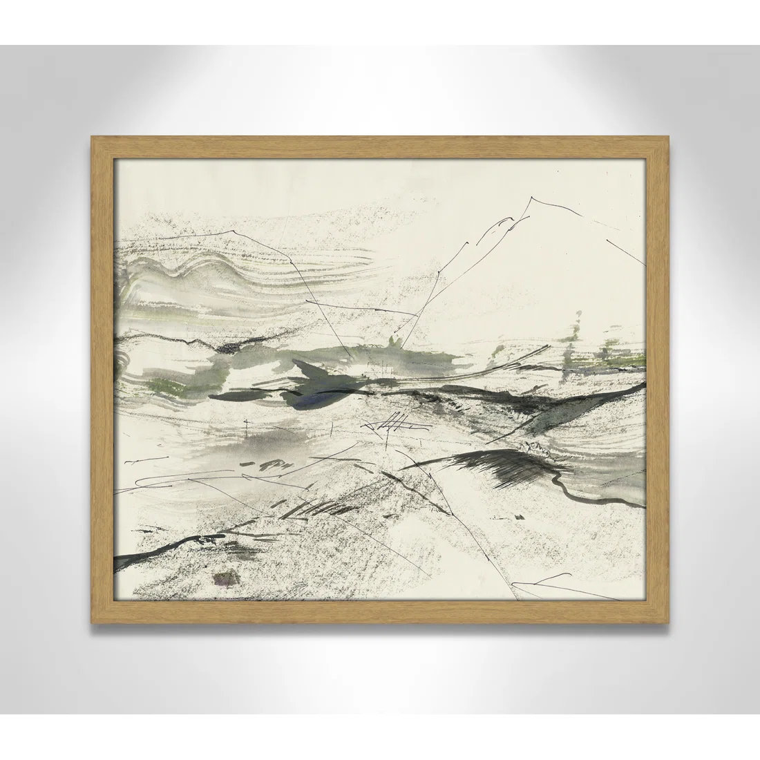 Green Sketches by PI Studio, No Mat, Natural Slim Picture Framed, 16" H x 19" W x 0.75" D