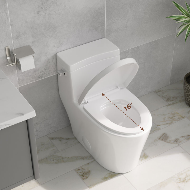 Toilette allongée une pièce à double chasse 1,1 / 1,6 GPF avec siège confortable et surface vitrée en céramique (siège à fermeture en douceur inclus)