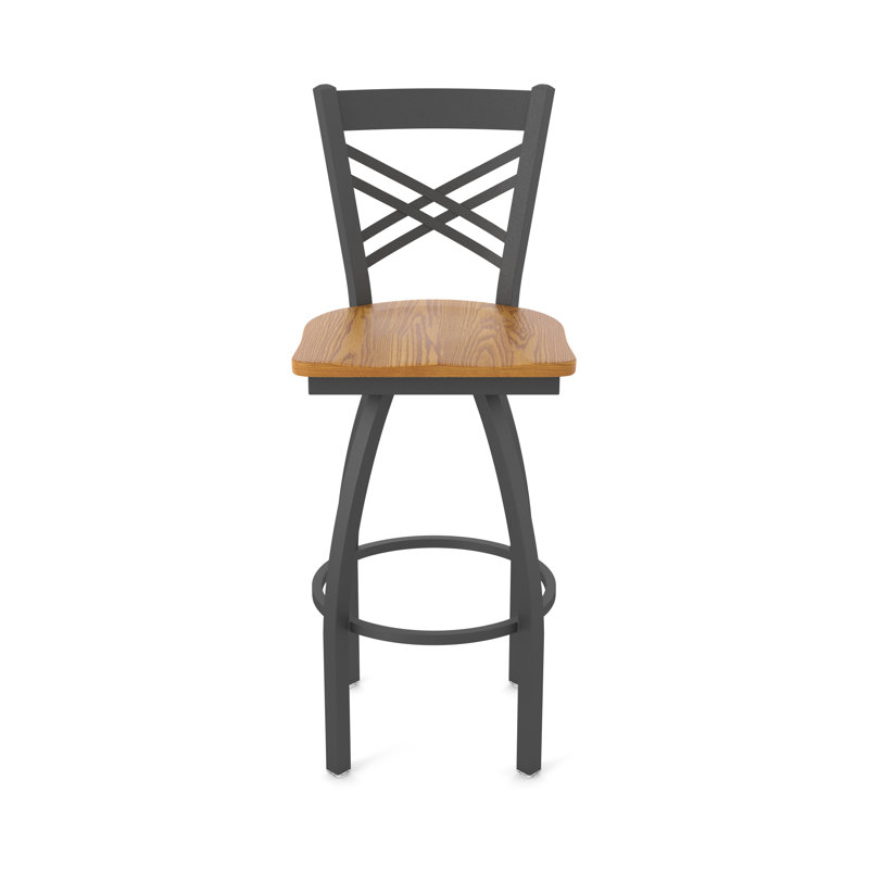 Tabouret tournant 820 Catalina, Étain, Bois - Chêne moyen, Tabouret de comptoir (assise de 25 po de hauteur)