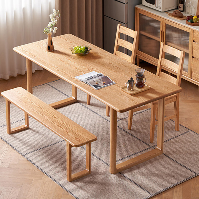 Burlywood Rectangular Solid Wood Dining Table, 29.92"H×55.12"L×31.50"W