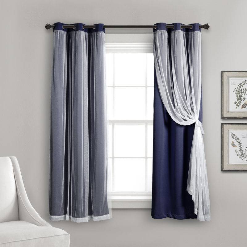 Blackout Curtain Pair, 38"W x 63"L, Navy