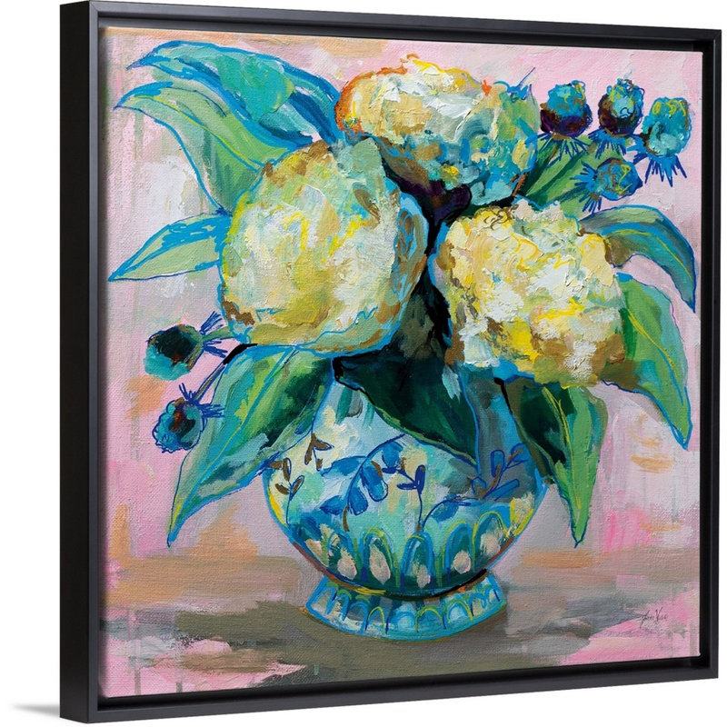 «Ginger Jar I» par Jeanette Vertentes - reproduction, Cadre flottant noir, H 18 po x l 18 po x P 1,75 po