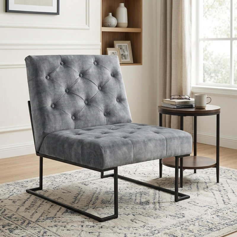Fauteuil de chambre Klara, Noir, Velours gris