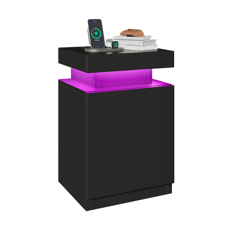 LED Nightstand With Drawers