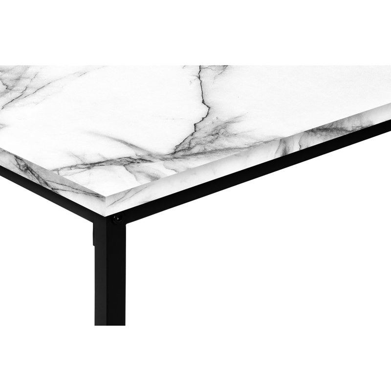 Table basse à la mode 3: 3 pièces en stratifié de marbre blanc et structure en métal avec look