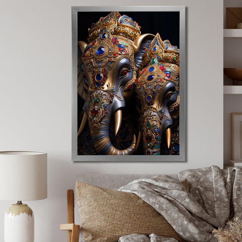 Art asiatique, éléphants thaïlandais III - impression, H 20 po x l 12 po x P 1 po, Cadre photo argenté