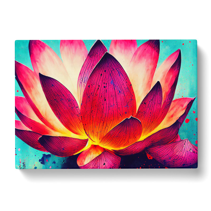 Lotus Flower Paint Splatter (2) - Wrapped Canvas, 35cm H x 50cm W x 3cm D