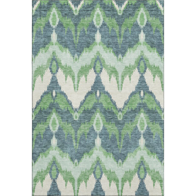 Premium Machine Washable Prisco Green Rug