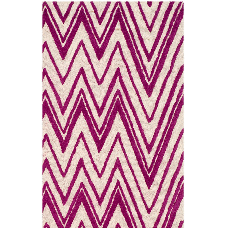 Sanyla Hand Tufted Wool Chevron Rug, Square 6'