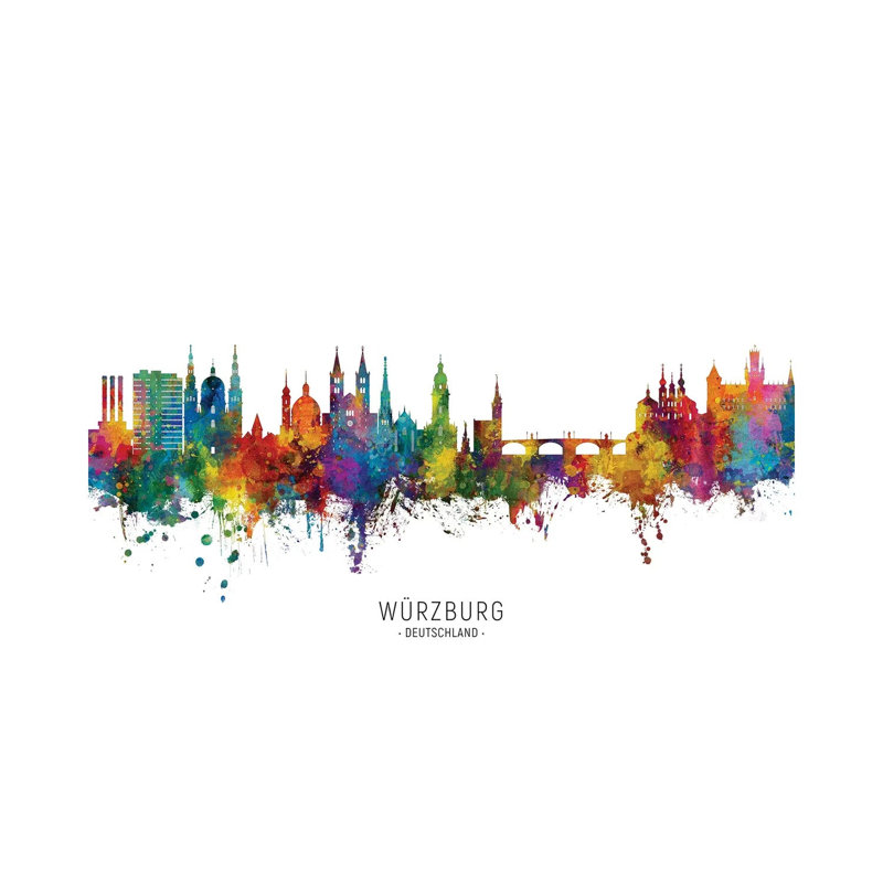 Wurzburg Deutschland Skyline City Name by Michael Tompsett - Wrapped Canvas Gallery-Wrapped Canvas Giclée